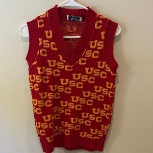 Red and Yellow USC Knit Vest